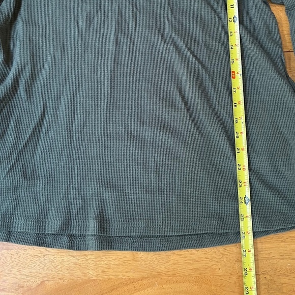 Lulu B Waffle Knit Army Green Blouse Cowl Neck Pockets Top Shirt, Size XL - Picture 7 of 8
